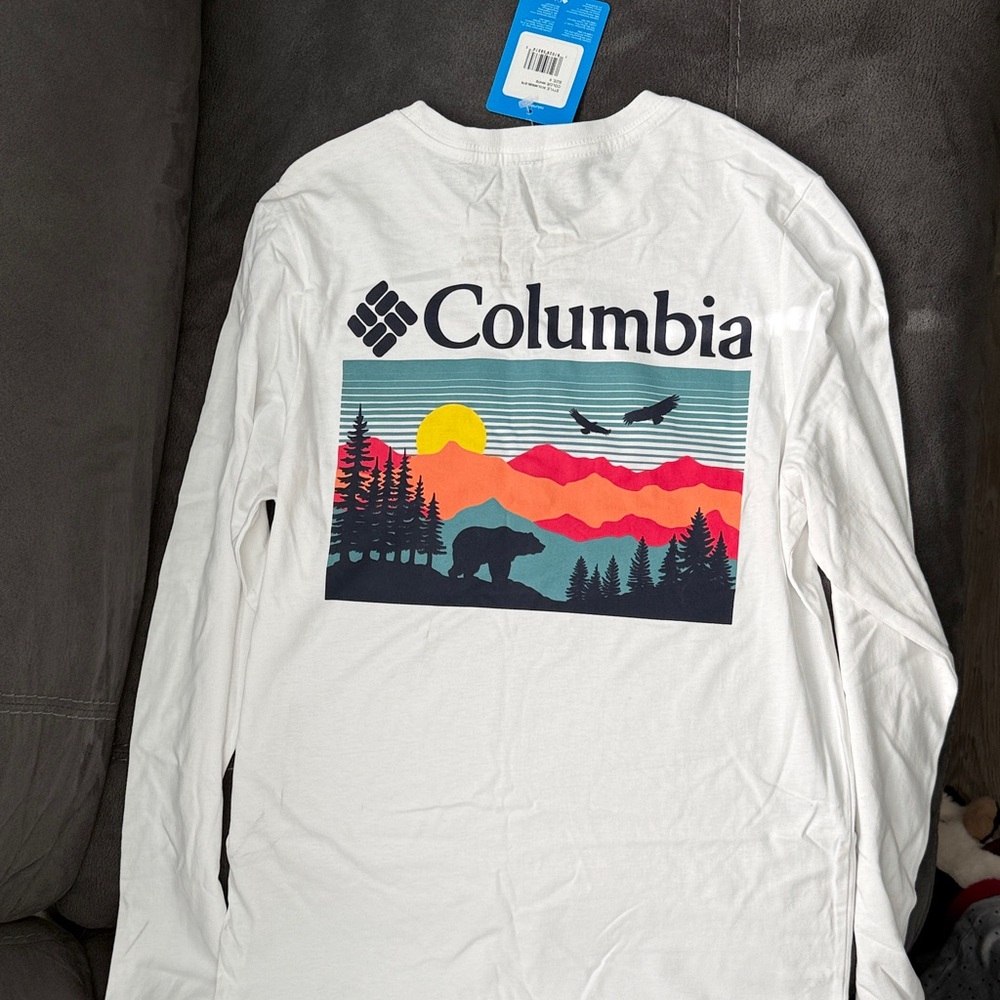 Columbia White Outdoor Graphic Long Sleeve Tee